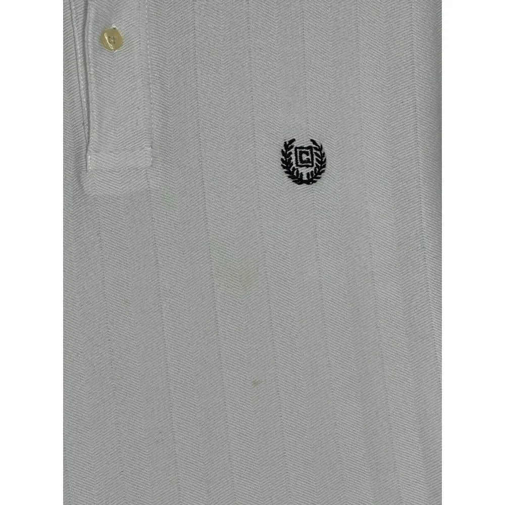 Chaps Men's Polo Shirt White Short Sleeve Black Trim Size Large Dress polo - Picture 2 of 5